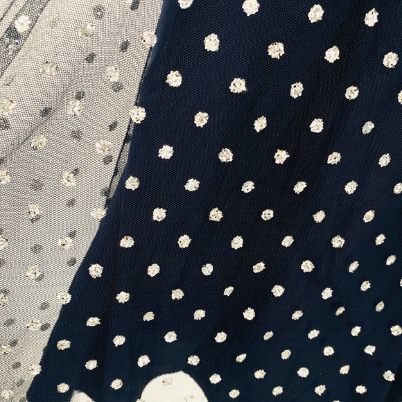 Eliza J Navy Glitter Mesh Fit & Flare Sweetheart Cocktail Dress Size 2 NWT - Picture 10 of 16